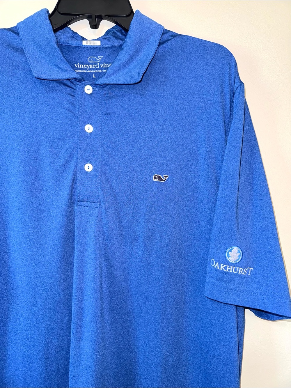 Vineyard Vines Performance Golf Polo Mens Large Blue Shirt Oakhurst GC Whale